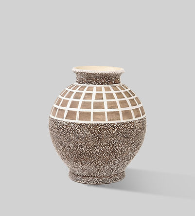 Large CAB Vase with Lattice Design & Mottled Glaze